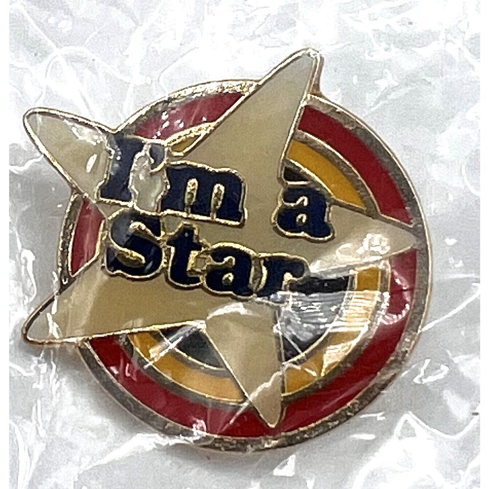 Vtg Im A Star Rainbow Enamel Lapel Pin 1" 1980s Metal NEW